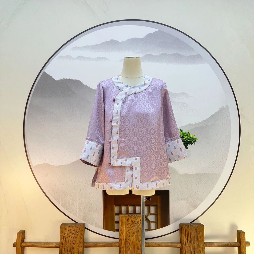 琬琬严选【芷妤】桑蚕丝提花女装上衣宋锦香云纱复古唐装日常中国风