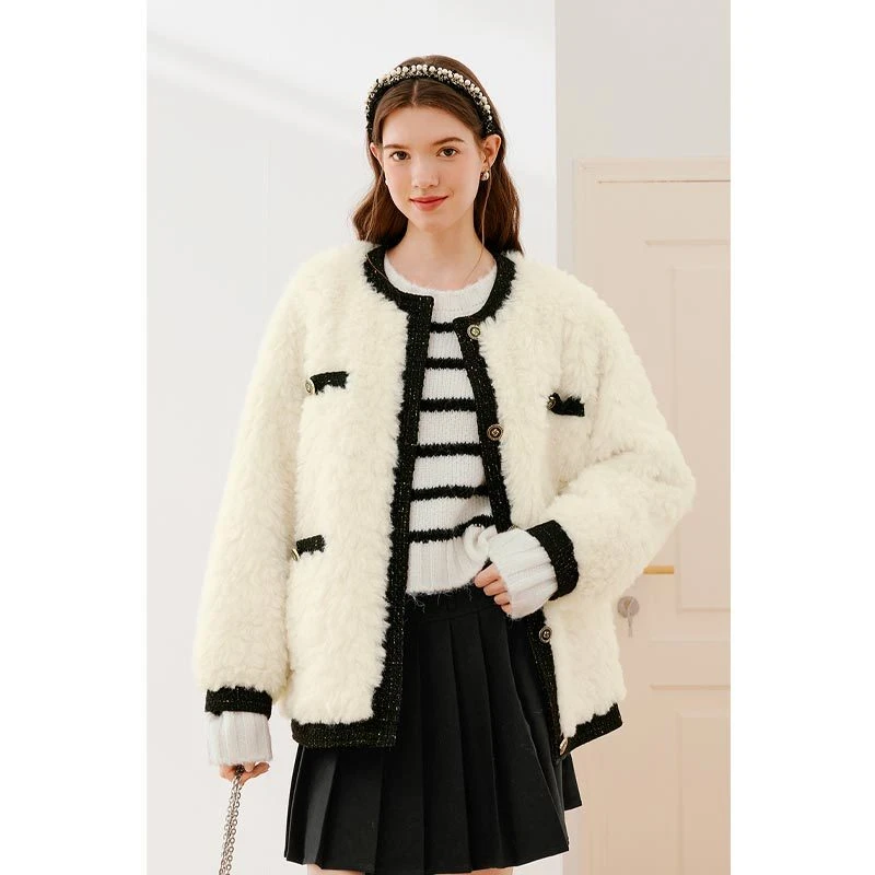 诗凡黎小香风短外套名媛风流行小个子黑白撞色上衣女7EA111511