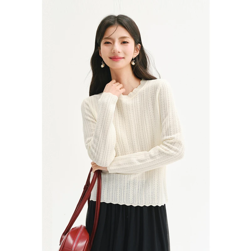 诗凡黎包芯欧根纱打底衫2024冬新款亲肤保暖内搭肌底衣7FC131541