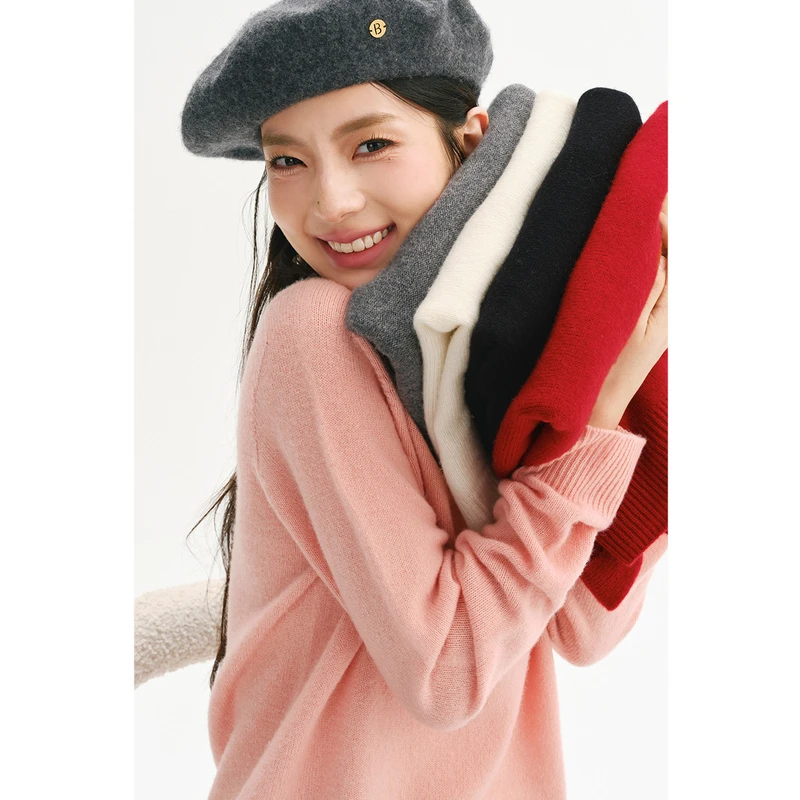 【绒毛衫】诗凡黎软糯亲肤圆领打底衫24冬款基础百搭套衫7FB231451