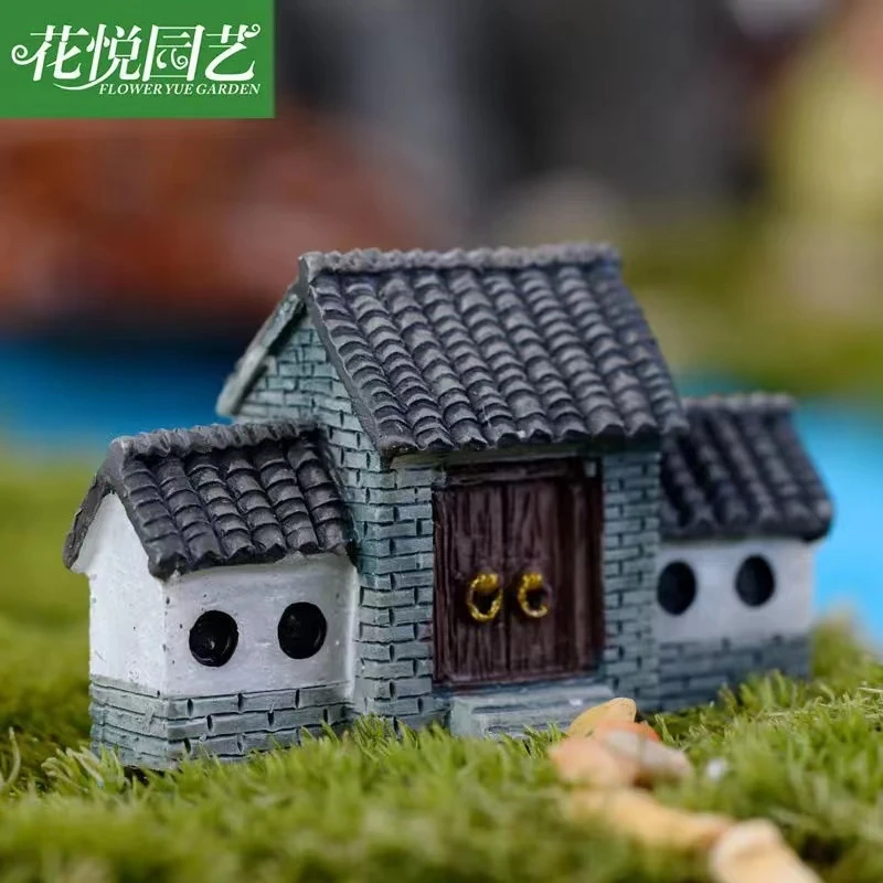 微景观仿真江南小桥树脂摆件古城门中式牌楼创意工艺品小房子摆件