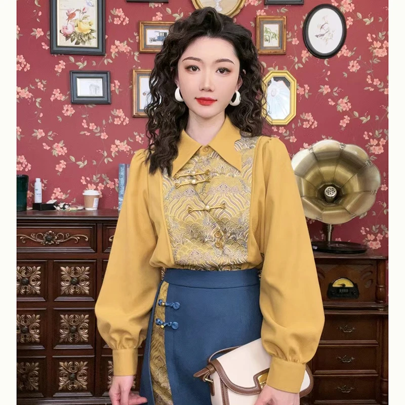 港万【青瓷盏】复古上衣20640