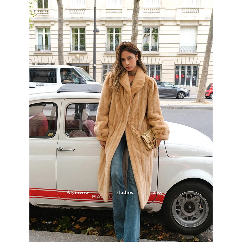 阿颖皮草「卢浮之吻」进口紫标整貂水貂2024新款貂皮冬季皮草外套