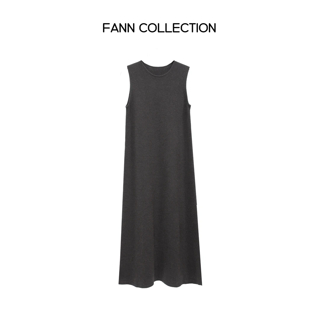 饭饭FANN COLLECTION 薄暮 高级感圆领无袖针织连衣裙 FANNC041