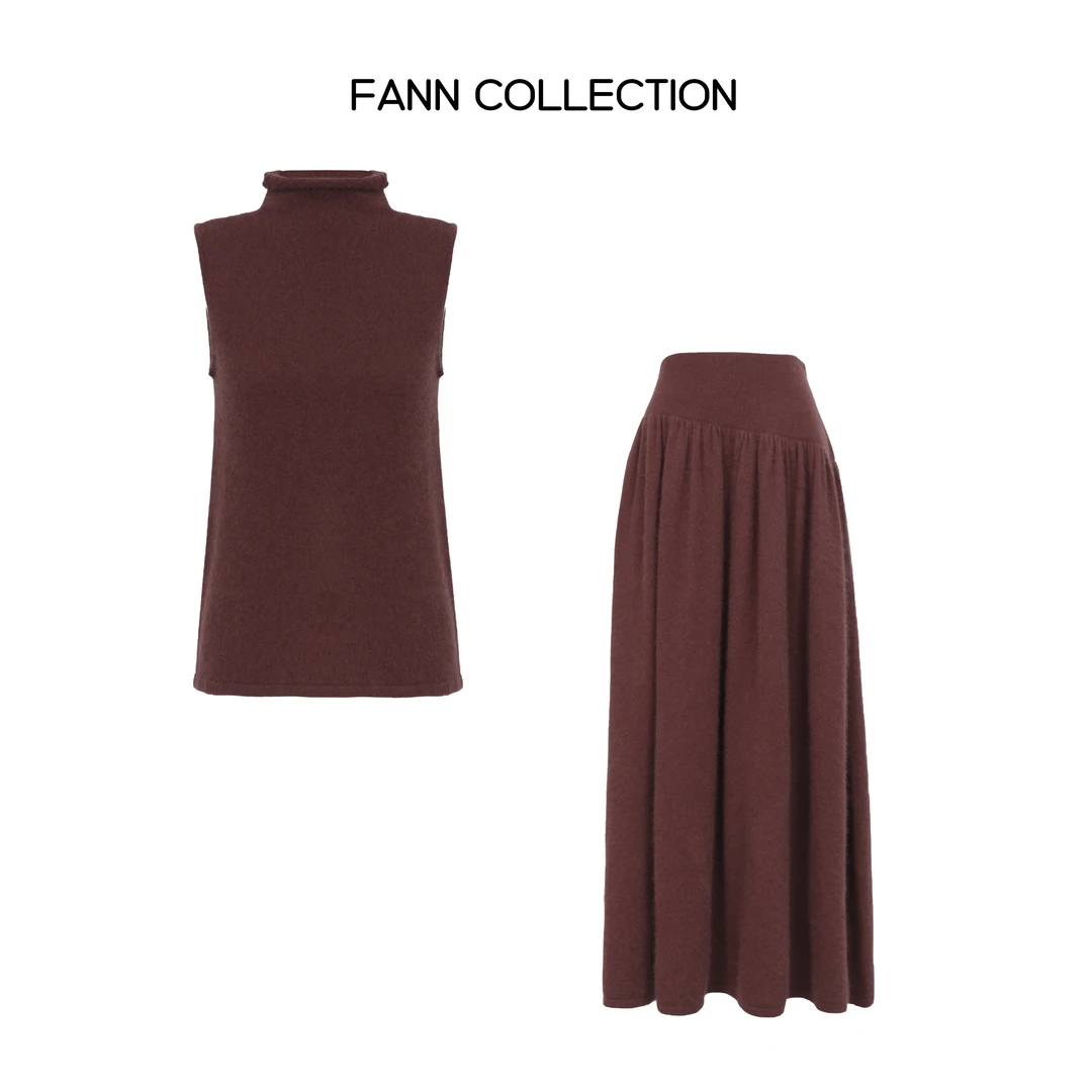 饭饭FANN COLLECTION 赤蔷手书 安可拉红慵懒无袖套装FANNE007