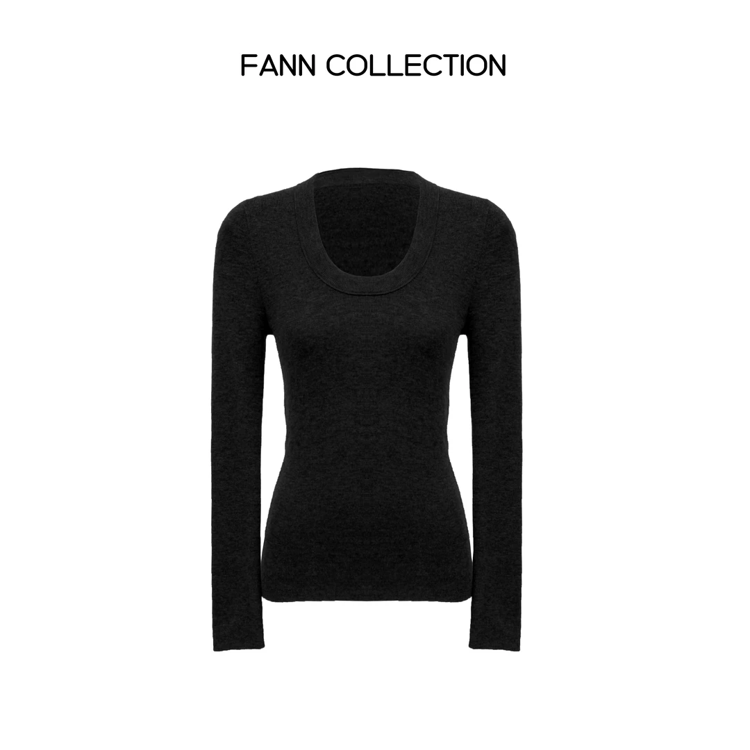 饭饭FANN COLLECTION 秋夜 精纺羊毛简约圆领长袖针织衫FANNA081