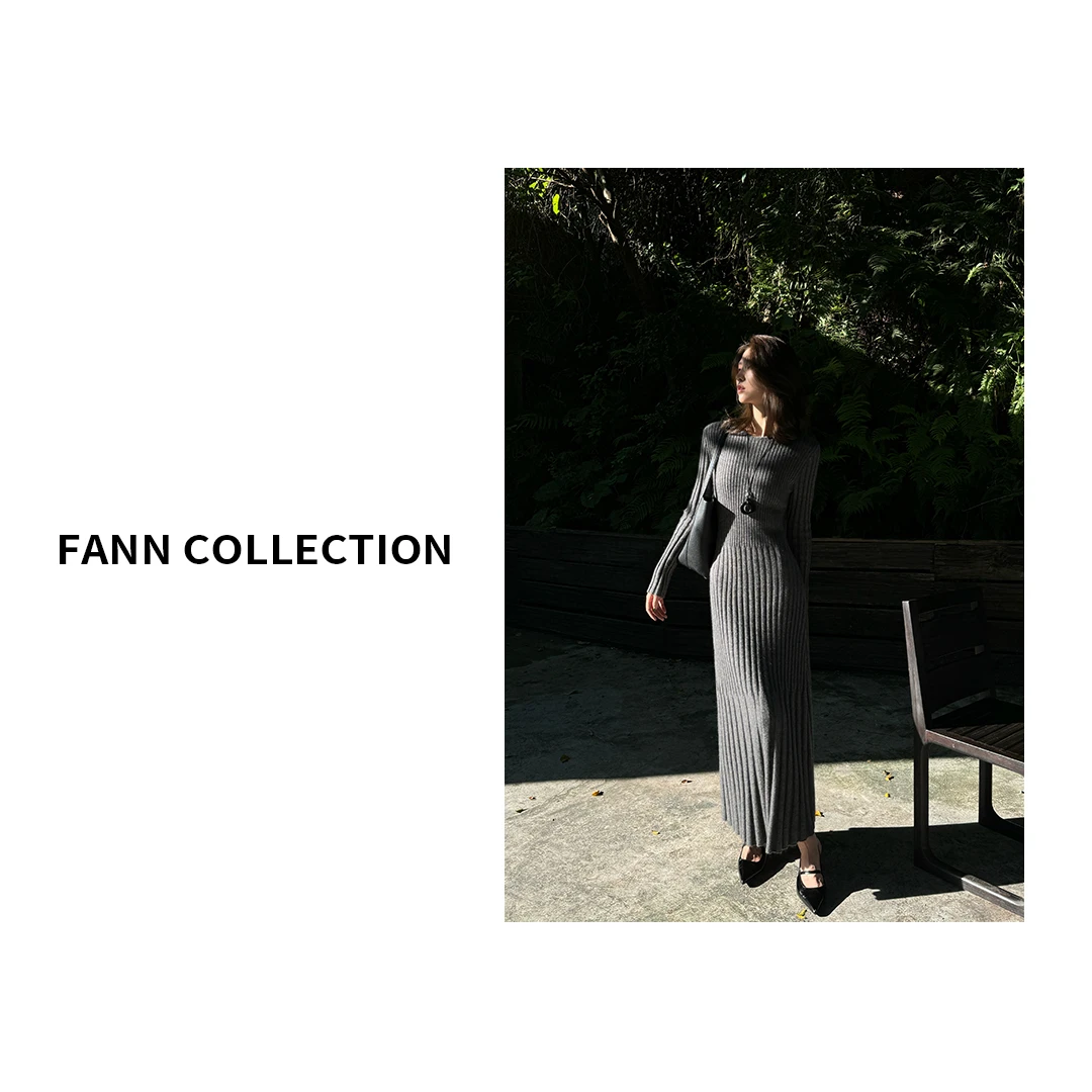 饭饭FANN COLLECTION 暮秋 绵羊毛高级感气质圆领连衣裙FANNC051