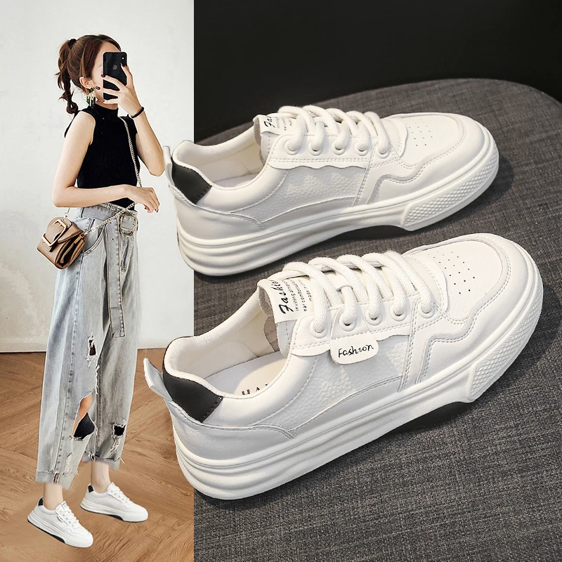 爆款高级感小白鞋女款板鞋2024夏秋季新款厚底休闲运动鞋子女韩版