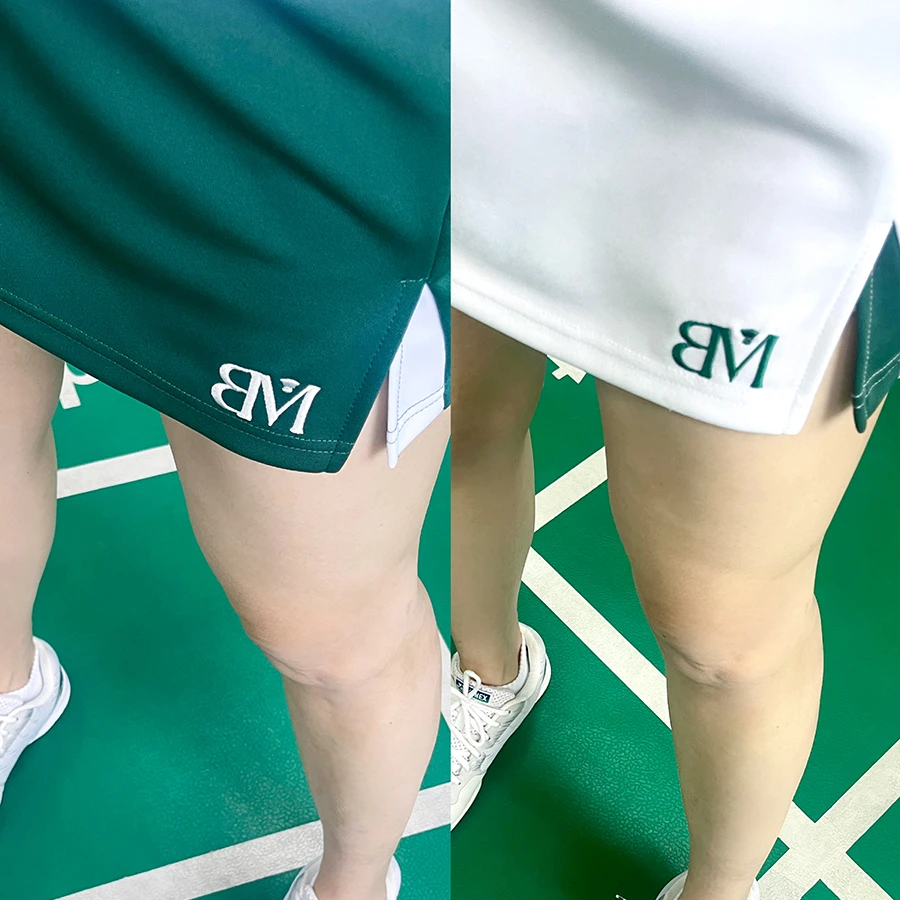 BM时创魔羽速干清新减龄白绿开叉撞色羽毛球裙（独家白绿定制色）