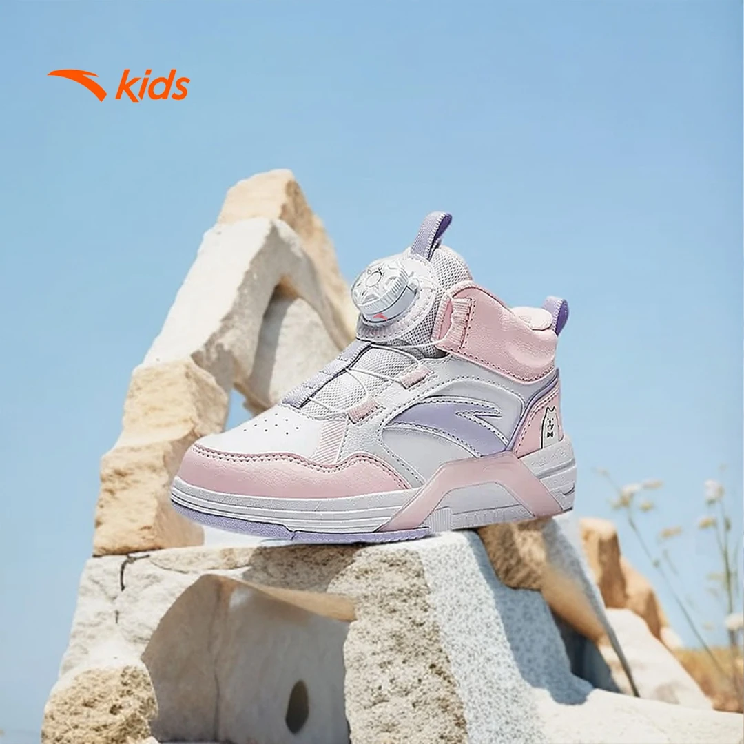 安踏儿童2024冬季新款女小童高帮休闲板鞋潮流时尚板鞋322449933