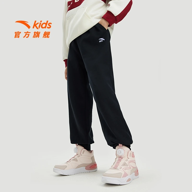 安踏女童加绒针织长裤2024新款保暖宽松休闲运动卫裤362441715