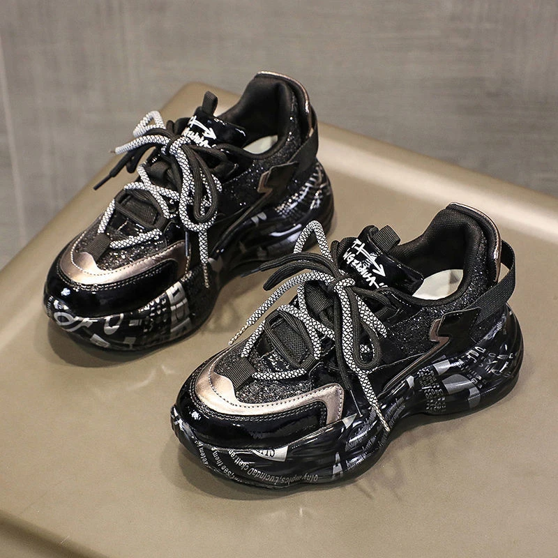 2024秋季新款老爹鞋女ins百搭松糕圆头时尚厚底百搭休闲运动女鞋