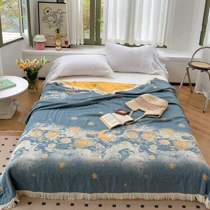 【梦幻星空】200*230cm可铺可盖多层纱布亲肤通用凉席高端床盖