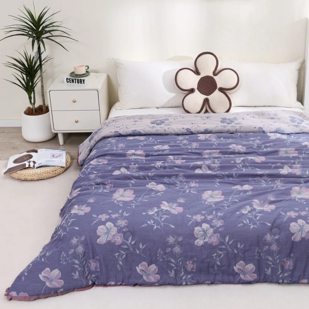 【格桑花】200*230cm  双人全棉双层纱秋冬被可机洗！