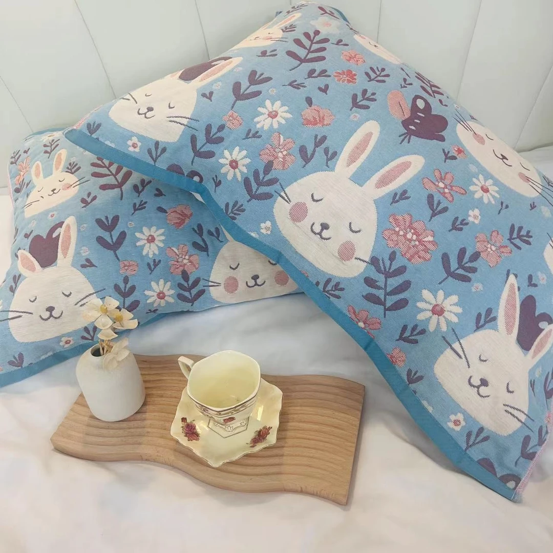 【沉思兔】52*78cm 加厚纱布成人枕巾一对装！
