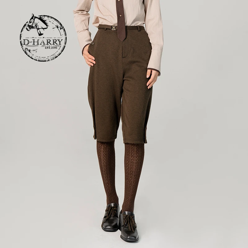 D-HARRY/迪哈利直筒复古英伦风显瘦高腰五分休闲裤DH231L95926D