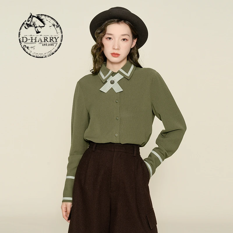 D-HARRY/迪哈利秋冬新款气质复古拼色衬衫DH224D95825T
