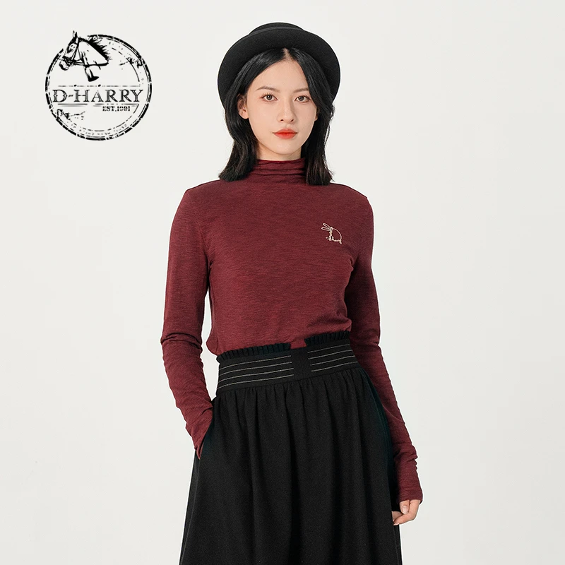 D-HARRY/迪哈利气质复古保暖显瘦T恤打底衫DH231B95852D