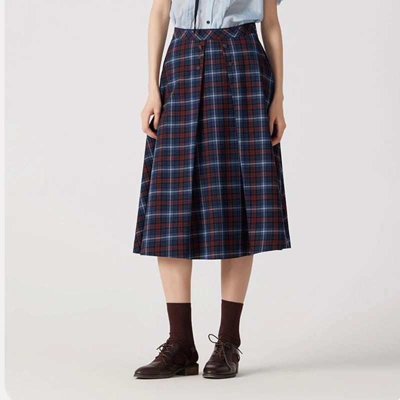 D-HARRY/迪哈利气质复古格纹显瘦女装半身裙气DH242M97158D