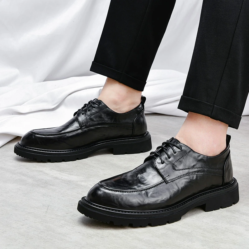 夏季透气镂空商务正装皮鞋真皮英伦风尖头新郎上班休闲男鞋23616