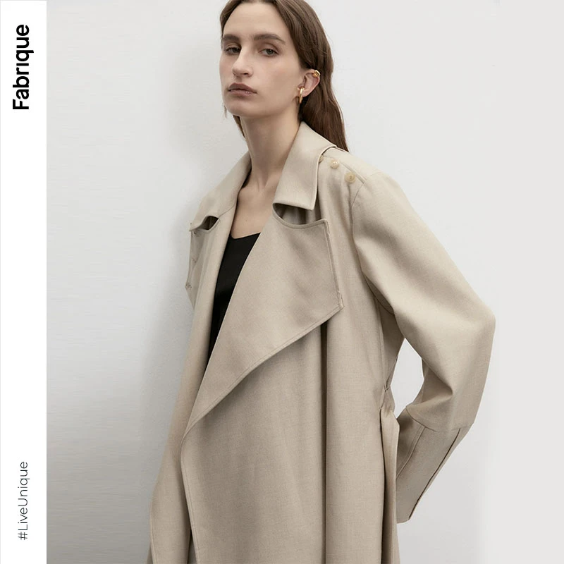 Fabrique包上恩张俪同款雅丹风大衣可拆卸系带秋季老钱风气质款