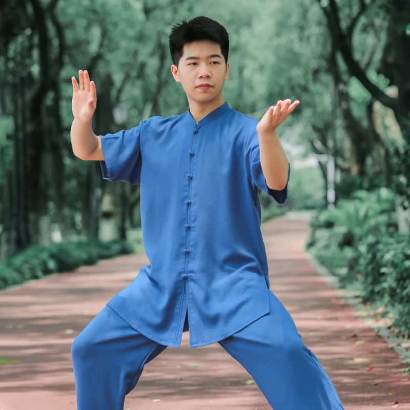 [预售]争风华太极服男女新款夏天太极拳练功服男夏季薄款短袖棉麻