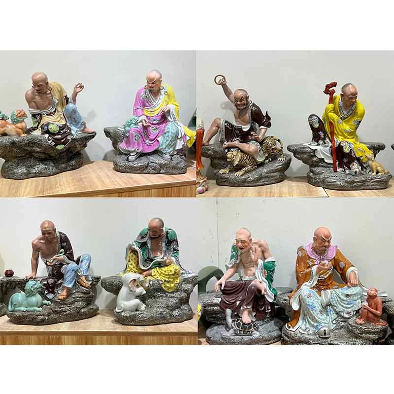 精品十八罗汉18尊者景德镇陶瓷雕塑手工手绘吉祥十八罗汉庙宇摆件