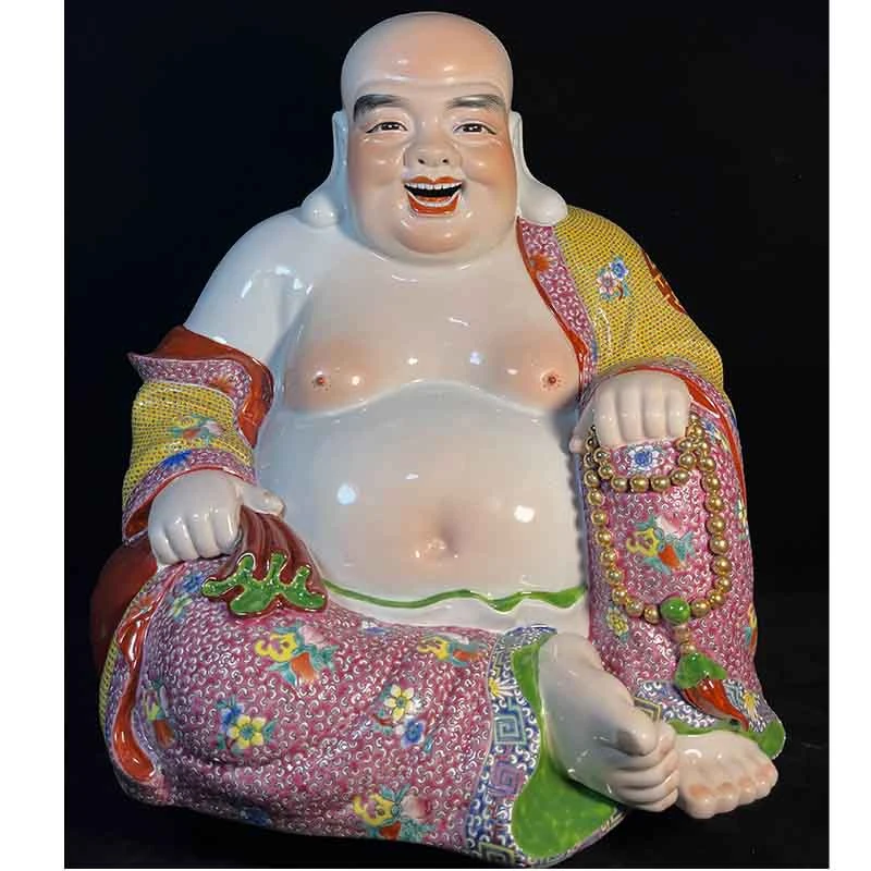 弥勒佛景德镇雕塑瓷手工坐姿大肚弥勒佛笑佛布袋罗汉高端送礼摆件