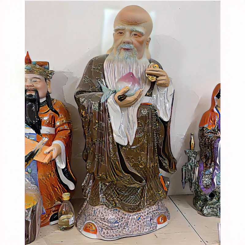 寿星公雕塑瓷民间老艺人精品人物摆件老寿星中式古典家用酒店摆件