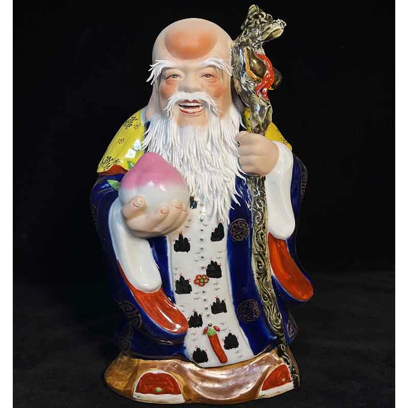 精品寿星公景德镇雕塑瓷南极仙翁老寿星中式古典家用酒店会所摆件