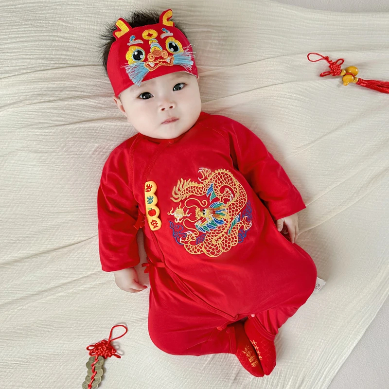 新生儿绑带衣服长袖哈衣春秋满月百天连体衣纯棉婴儿空调服5389