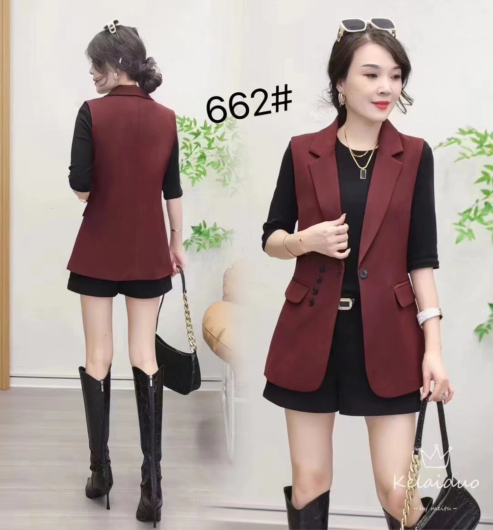 秋冬新款翻领时尚百搭收腰马甲662