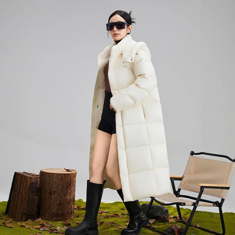 知羽家高端品质款户外极寒95白鸭绒长款三防加厚羽绒服