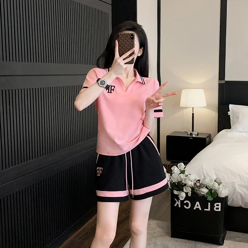 短裤休闲套装女夏装2025新款爆款洋气整套时尚短袖运动服两件套潮