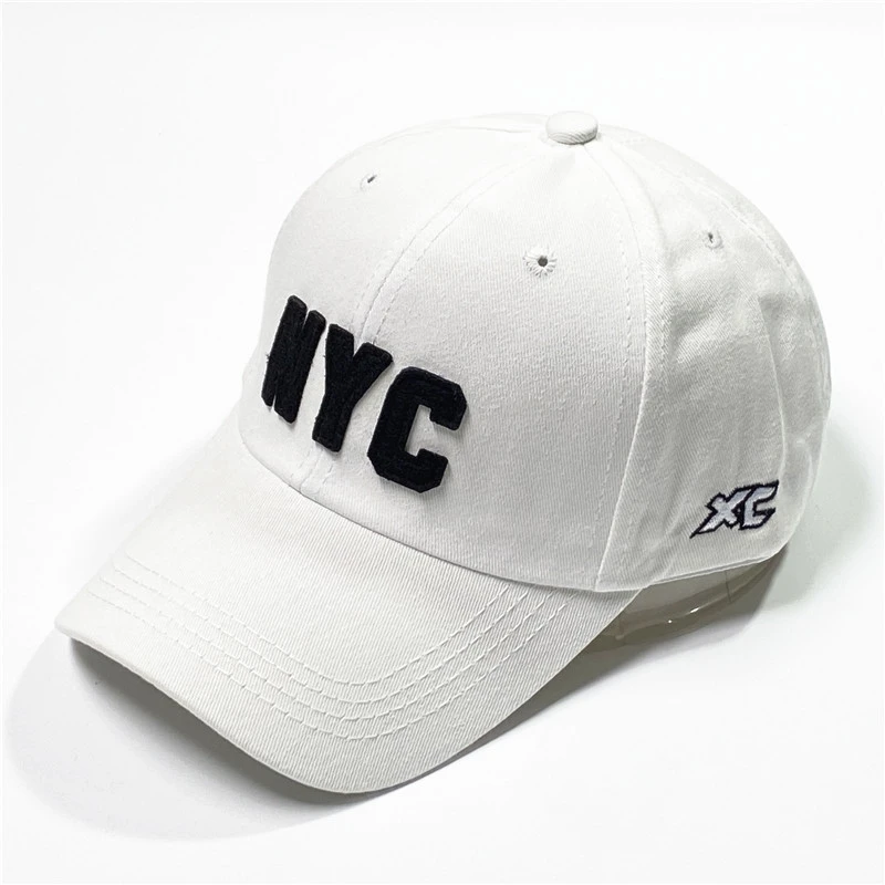 帽子女韩版NYC字母棒球帽春秋黑白鸭舌帽百搭青年休闲遮阳帽