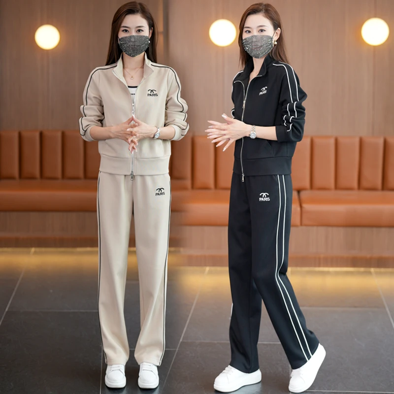 休闲运动套装女宽松显瘦2024春秋新款洋气减龄卫衣阔腿裤两件套潮