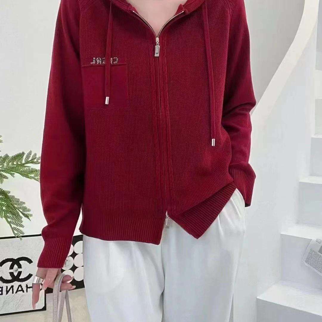 6312女款休闲连帽针织外搭