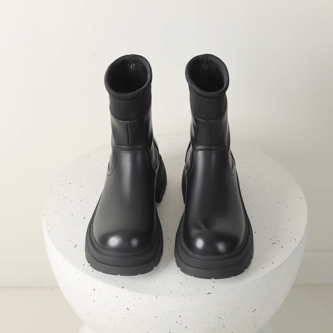 卓家女鞋时尚切尔西靴厚底增高单靴子通勤百搭粗跟短靴女302R2896