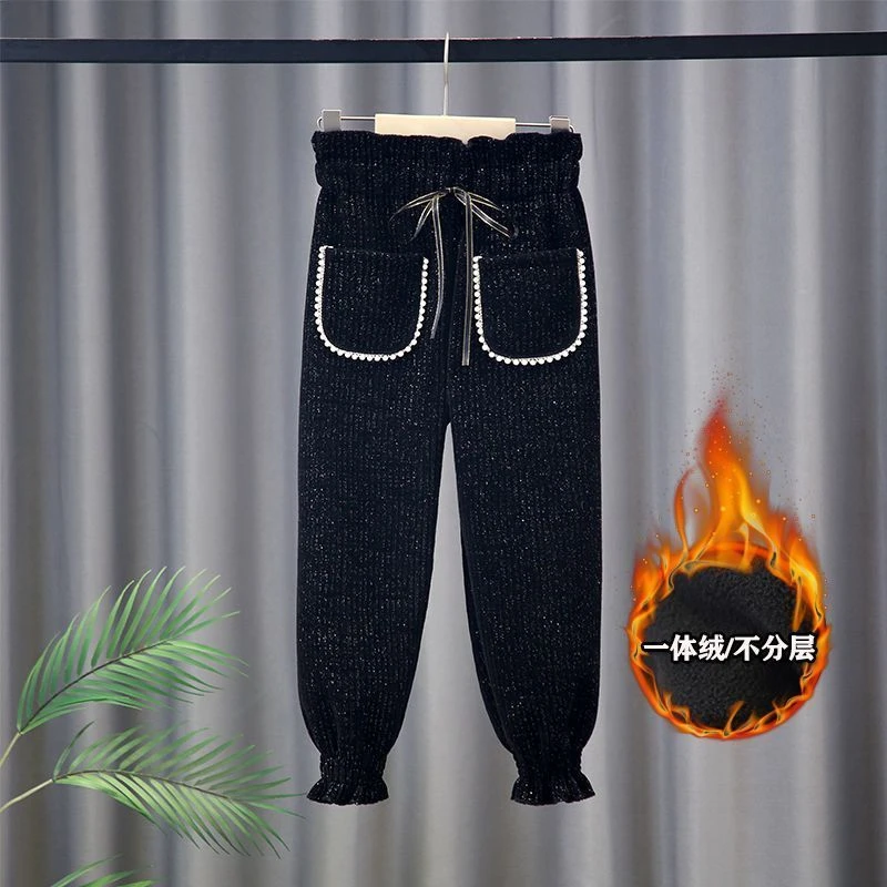 【小扬哥推荐】儿童保暖女童一体绒裤子冬装女孩加绒加厚长裤中大