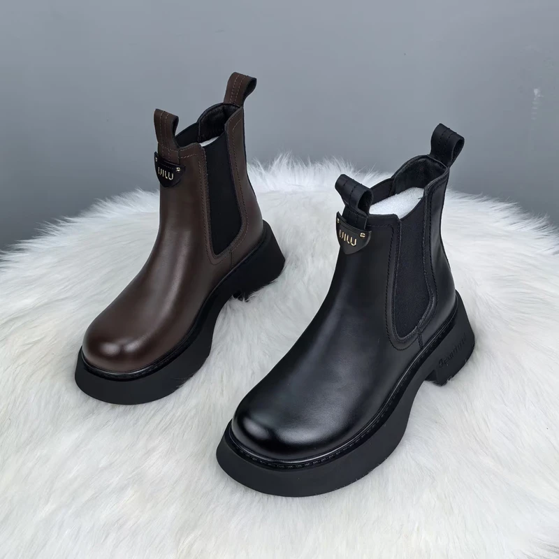 爆款厚底马丁靴女春秋单靴2024新款秋冬加绒烟筒靴小个子瘦瘦靴子