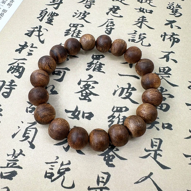 沉香【假一罚万】12mm圆珠手串单圈天然香味海南莺歌绿奇楠沉香圆珠