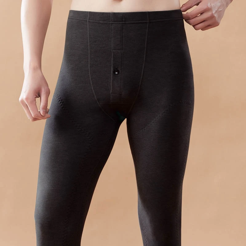 舒感男士贴片秋裤冬季单件打底加厚带护膝磨毛双重发热蓄热保暖裤