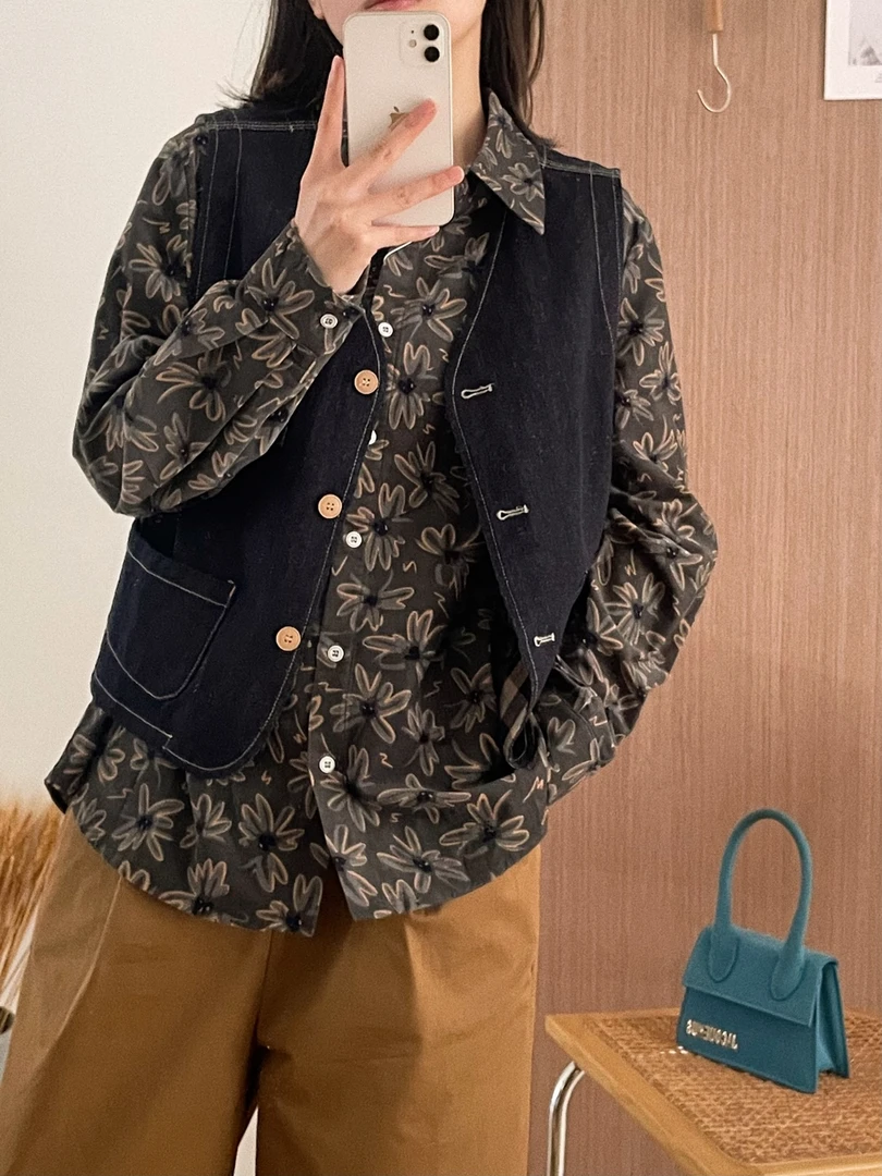 【杭州S姐精品女装】不褪色牛仔马甲女背心外搭小个子坎肩马夹04159