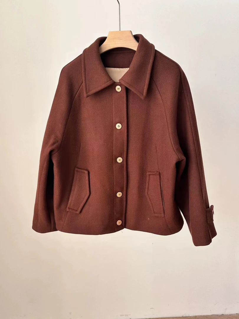 【清版福利no退no换】焦糖色短款呢子外套09054(以直播间颜色为准)