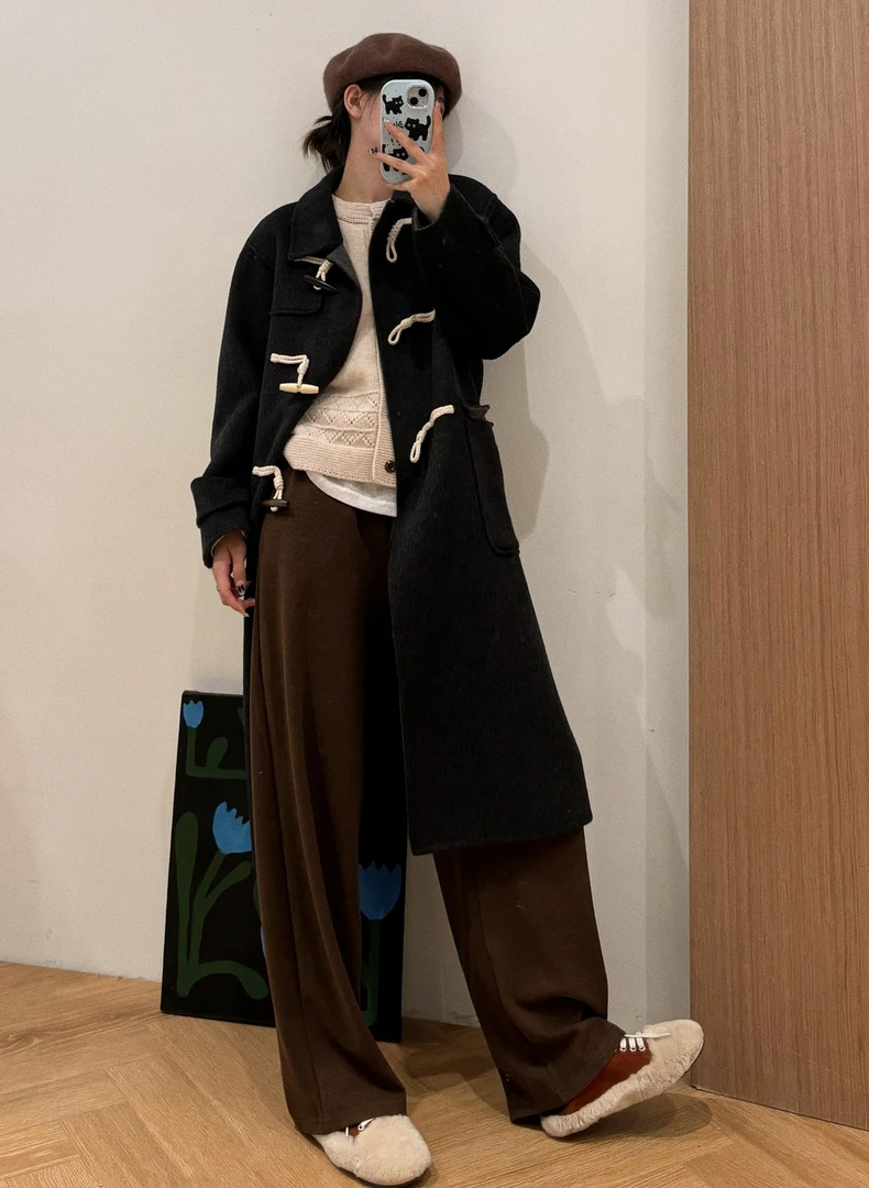 【杭州S姐精品女装】牛角扣双面呢大衣20048