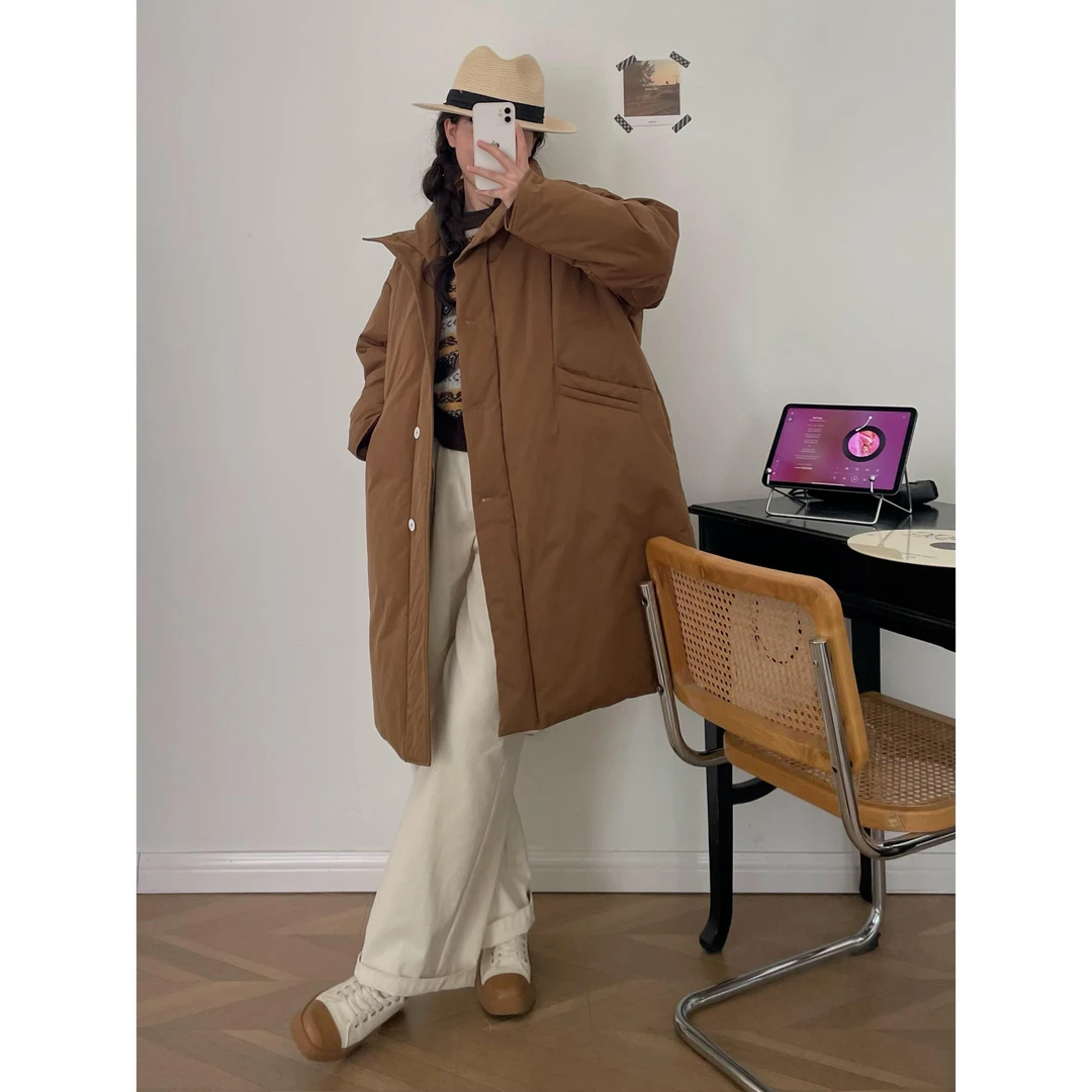 【杭州S姐精品女装】中长款羽绒服女韩版加厚白鸭绒保暖外套08017