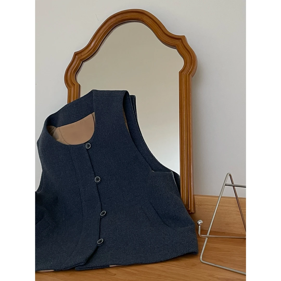 【清版福利no退no换】毛呢马甲女无袖呢子外套马夹背心上衣09077