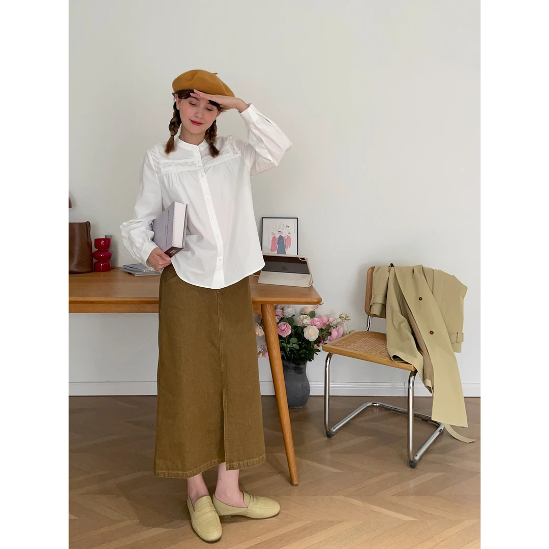 【杭州S姐 精品女装】刺绣白色衬衫秋季新款衬衣宽松气质上衣06048