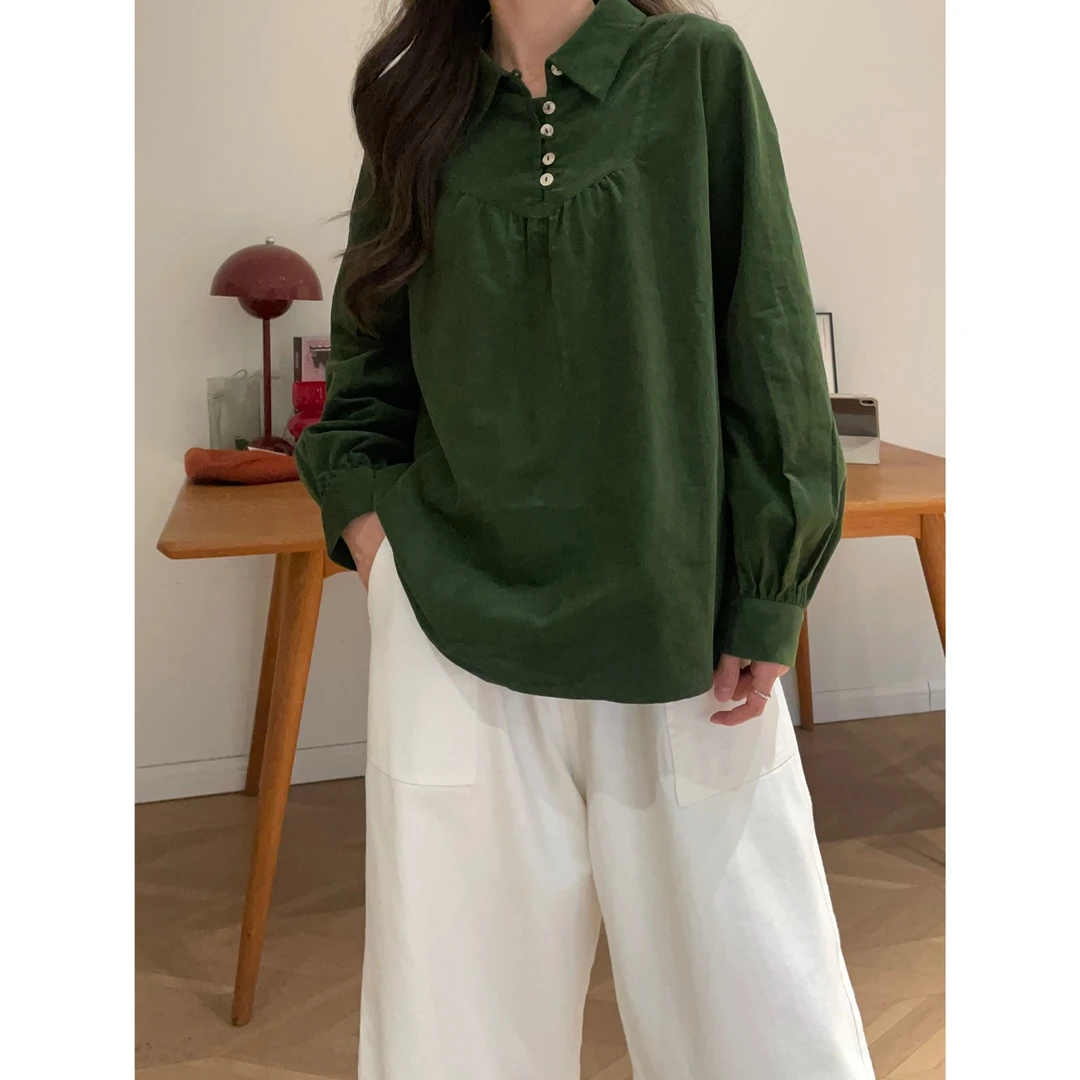 【杭州S姐精品女装】灯芯绒衬衫女秋季高级感衬衣宽松长袖上衣06056