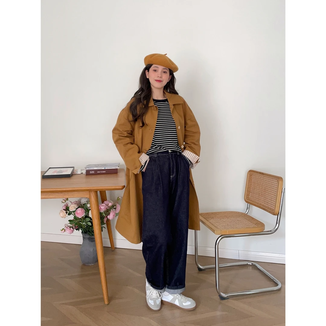 【杭州S姐 精品女装】中长款风衣外套女韩系休闲今年流行大衣05063